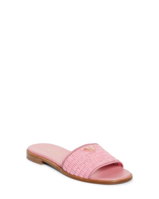 Prada Pink Raffia Slide Sandal