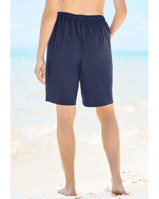 Swim 365 Black Taslon Cover Up Board Shorts With Built-In Brief