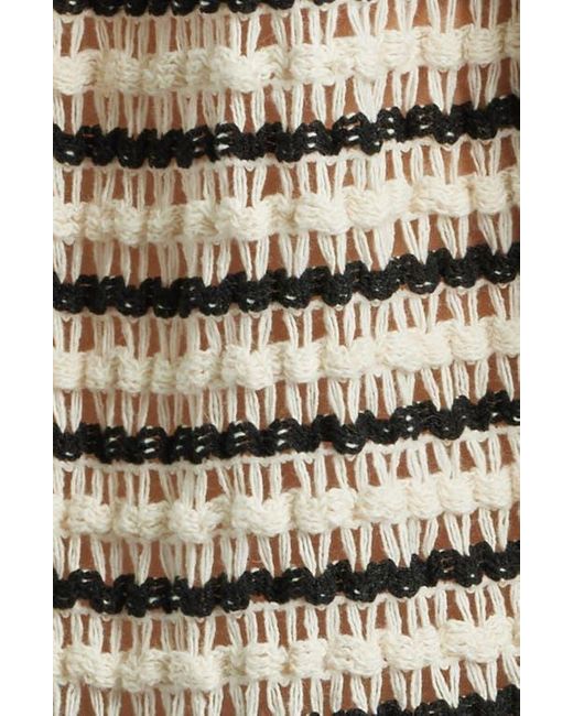 Bobeau Black Ruffle Open Stitch Short Sleeve Sweater