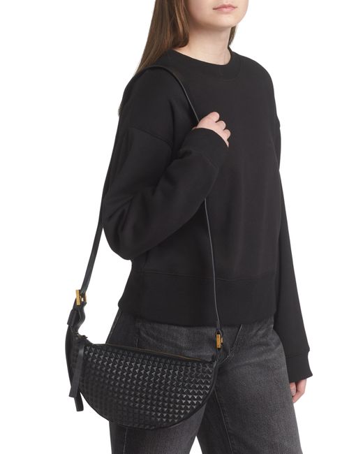 AllSaints Black Half Moon Studded Leather Crossbody Bag