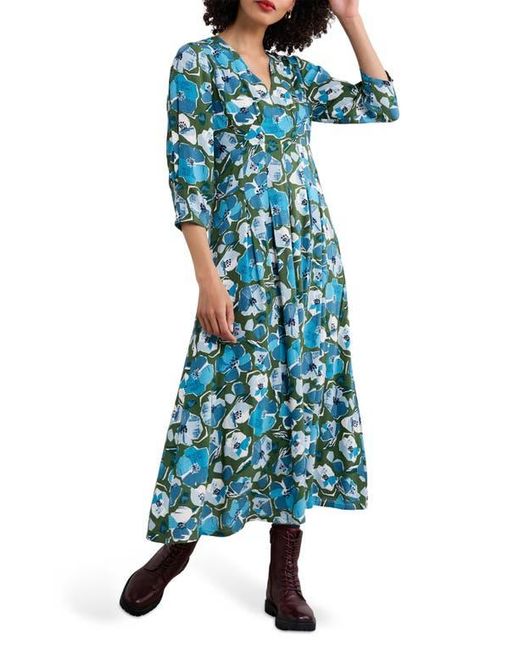 Seasalt Cornwall Blue Etta Floral Pleated Midi Dress