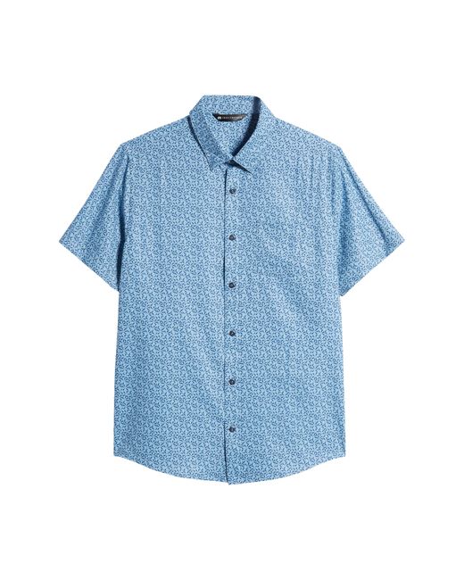 Travis Mathew Blue Country Mile Short Sleeve Button-up Shirt for men