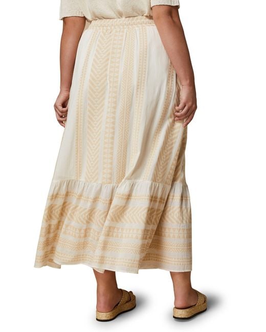 Marina Rinaldi Natural Ribes Mixed Print Cotton Jacquard Skirt