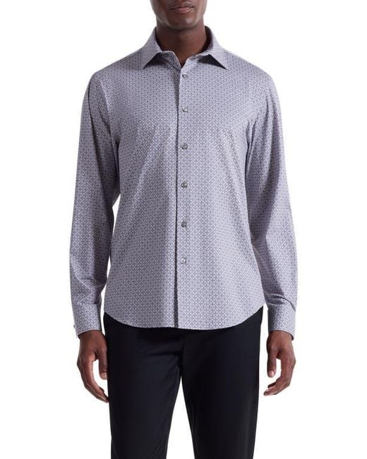 Bugatchi Blue James Ooohcotton Button-Up Shirt for men