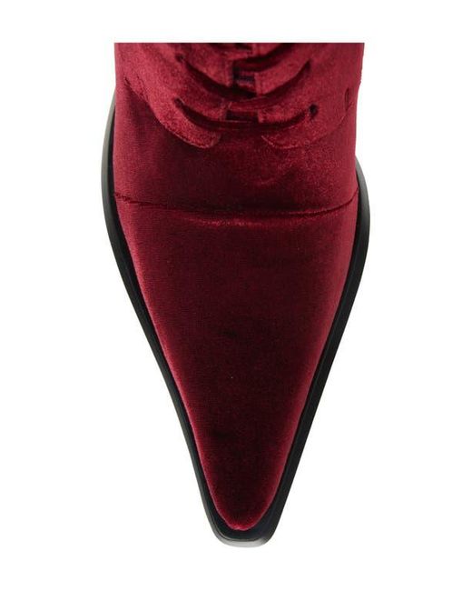 Jeffrey Campbell Red Joyeux Floral Lace-Up Knee High Boot