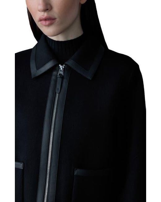Mackage Black Solana Wool & Leather Jacket