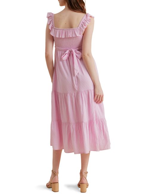 A Pea In The Pod Pink Ruffle Maternity/nursing Midi Dress