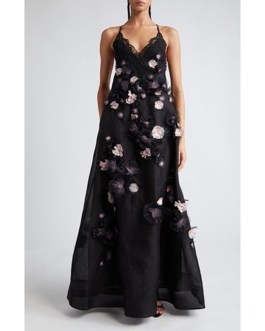 Zimmermann Black Matchmaker Daisy Linen & Silk Organza Gown