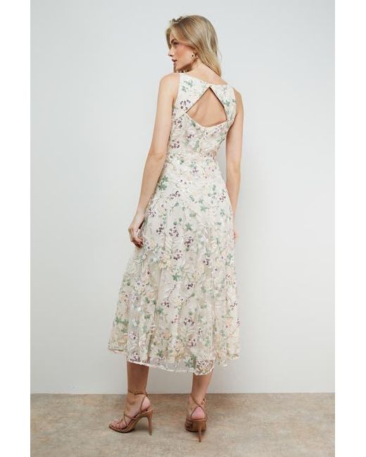 Oasis White Hand Embellished V-Neck Midi Dress