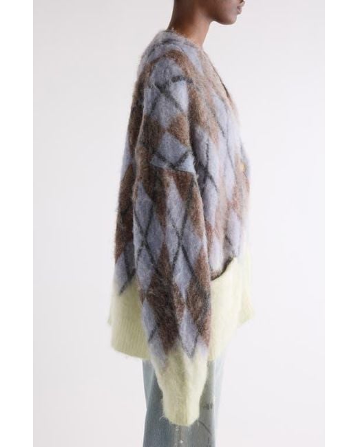 Acne Brown Katcher Argyle Mohair & Wool Blend Cardigan