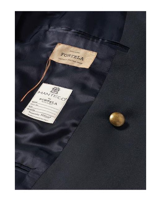 Fortela Blue Double-Breasted Concord Wool Jacket for men