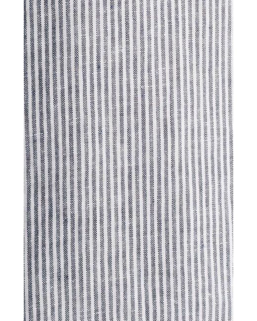 Nordstrom Gray Stripe Long Sleeve Linen Woven Button-Up Shirt for men