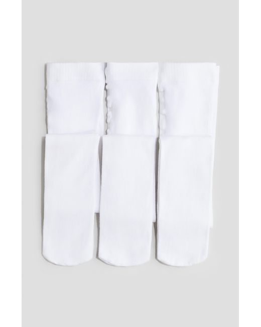 H&M White 3-Pack School Tights