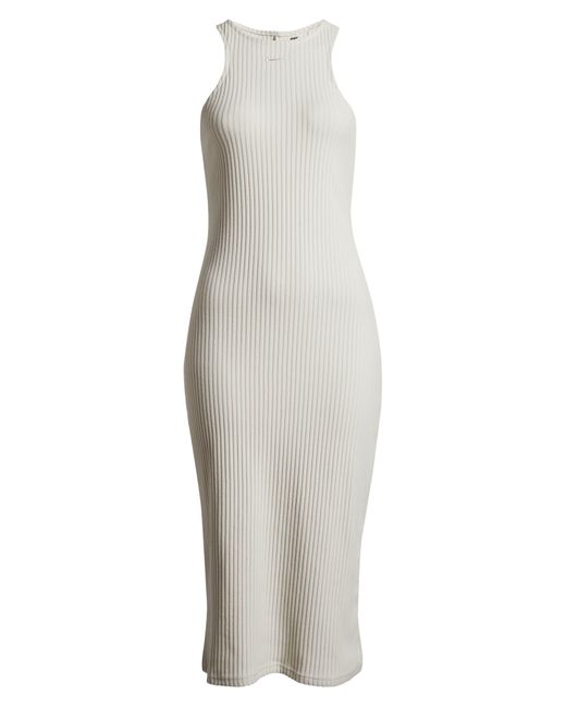 Nike White Sportswear Chill Knit Sleeveless Rib Midi Dress