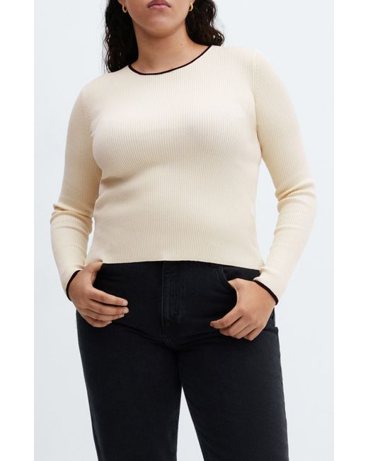 Mango Natural Fitted Tipped Sweater