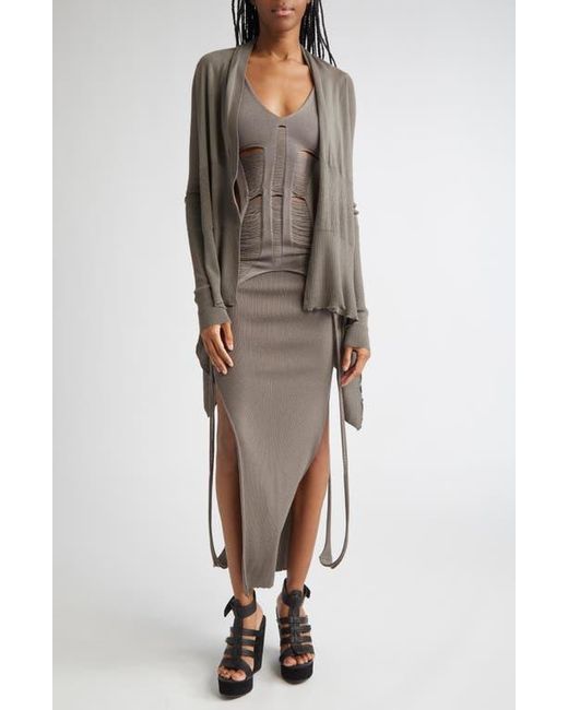 Rick Owens Brown Open Front Virgin Wool Cardigan