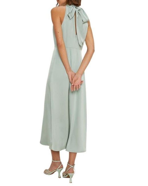Oasis Green Satin Halter Neck Midi Bridesmaid Dress