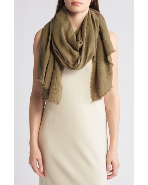Nordstrom Green Cotton Crinkle Scarf