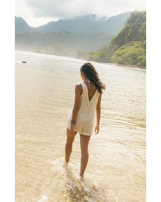 Billabong Natural Steller Time Open Stitch Cotton Cover-Up Romper