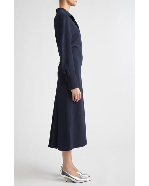 Victoria Beckham Blue Long Sleeve Polo Midi Dress