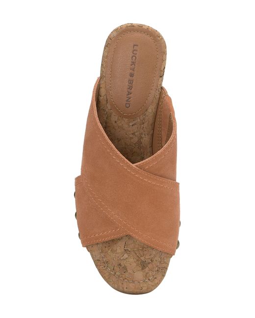 Lucky Brand Brown Valmai Platform Wedge Slide Sandal