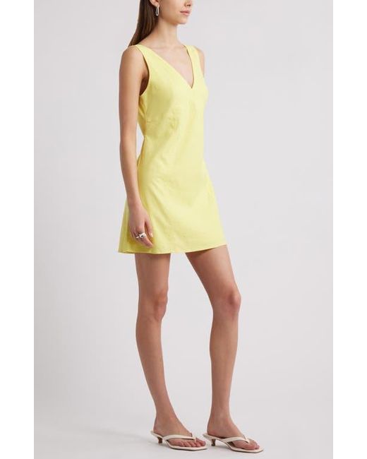 Open Edit Yellow Sleeveless Linen Blend Minidress
