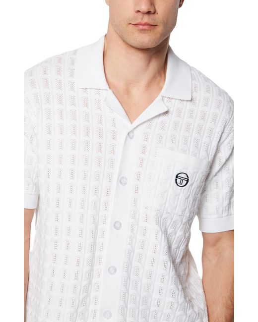 Sergio Tacchini White Ulivo Textured Knit Camp Shirt for men