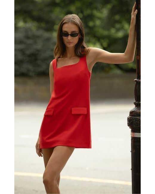 French Connection Red Square Neck Shift Minidress