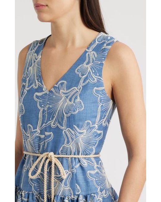 Julia Jordan Women's Blue Floral Embroidery Sleeveless Midi Dress -  www.ice4pros.com.br
