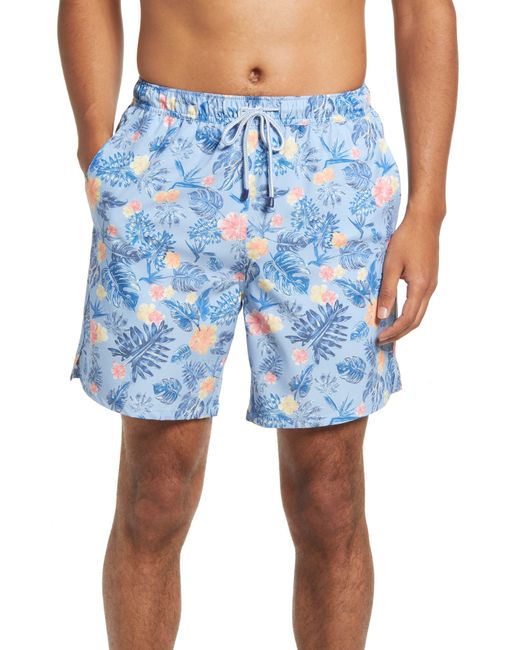 Peter Millar Palm Floral Swim Trunks in Blue for Men Lyst