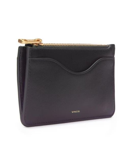 Vince Gray Leather Zip-Top Card Case