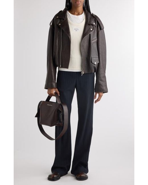 Acne Black Liso Leather Crop Moto Jacket