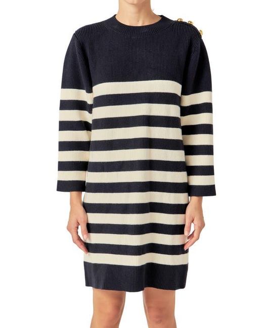 English Factory Black Stripe Long Sleeve Sweater Dress