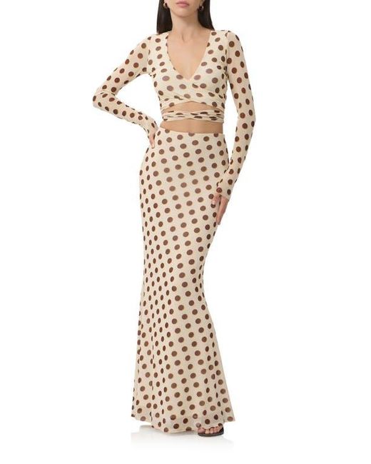 AFRM Natural Halsey Wrap Mesh Crop Top