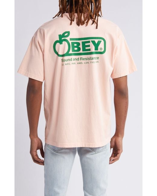 Obey Multicolor Sound And Resistance Cotton Graphic T-shirt for men