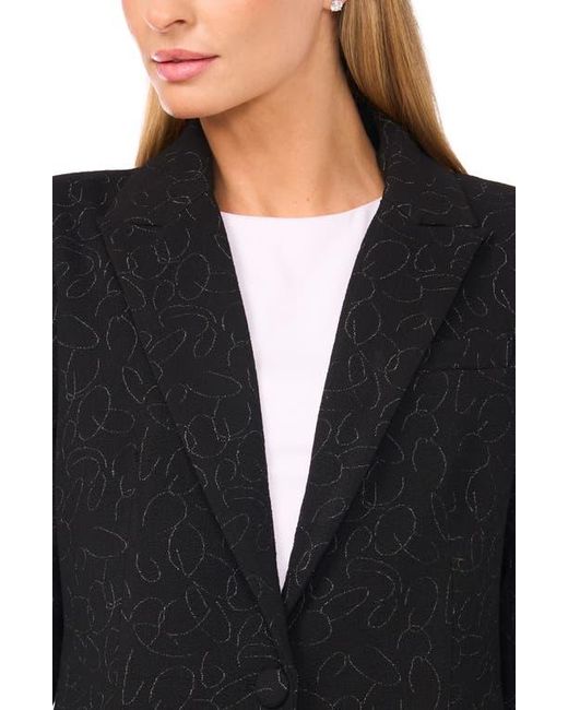 Halogen® Black Scribble Print Scrunch Sleeve Blazer