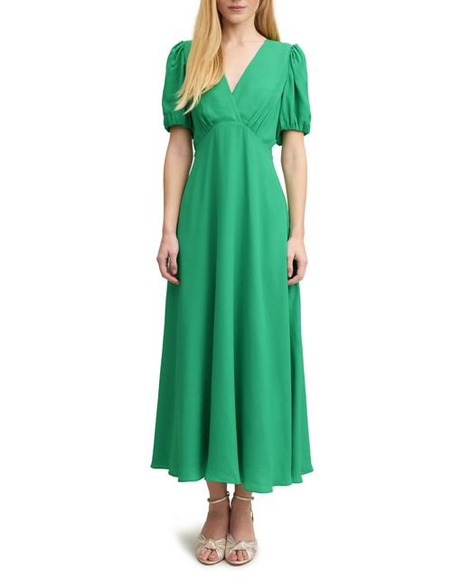 L.K.Bennett Green Hermia V-neck Midi A-line Dress