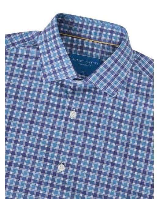 Robert Talbott Blue Reynolds Ultra Light Weight Brushed Multi Check Shirt for men