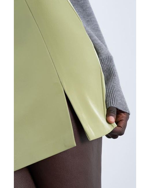 TOPSHOP Green Faux Leather Miniskirt