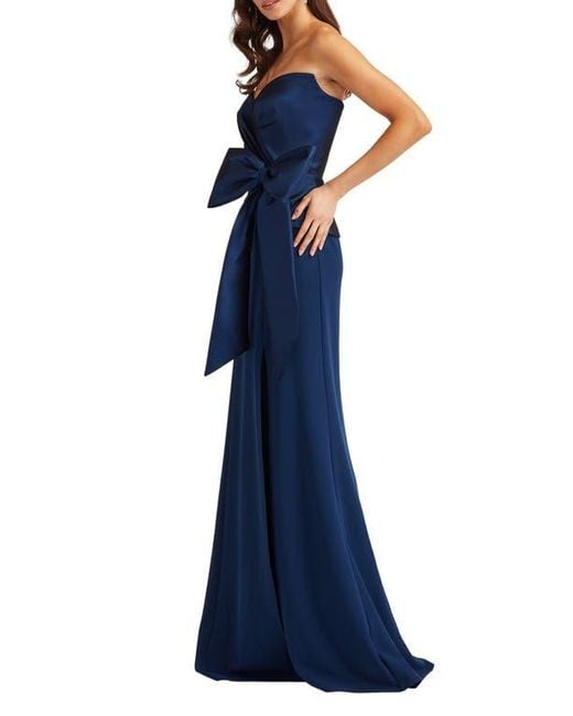 Tadashi Shoji Blue Strapless Stretch Crepe Gown