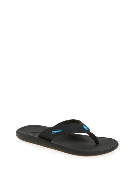 Olukai Black Ki Flip Flop for men