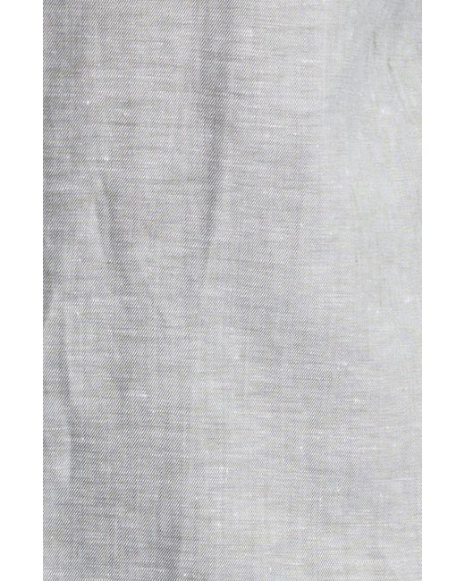 Scott Barber Gray Solid Linen & Lyocell Twill Button-down Shirt for men