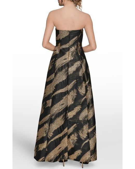 Donna Karan Green Strapless Fit & Flare Gown