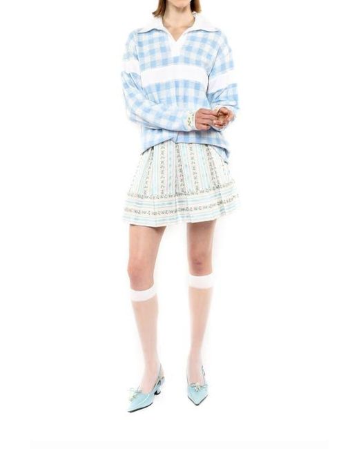 Anna Sui Blue Gingham Terry Top