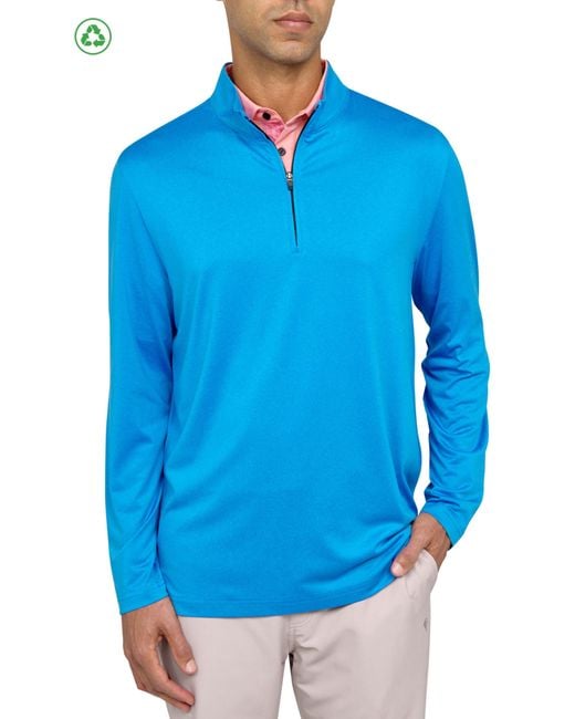 Con.struct Blue Regular Fit Melange Recycled Performance Quarter Zip for men