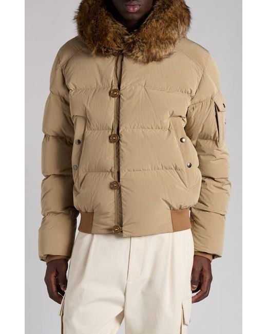 Moncler Natural Luynes Down Jacket With Faux Fur Trim for men