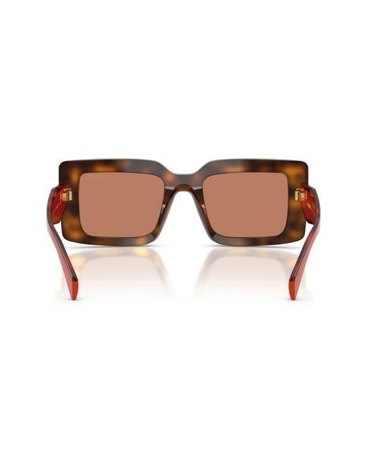 Prada Brown 52Mm Rectangular Sunglasses