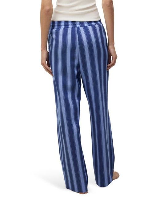 Mango Blue Stripe Wide Leg Pajama Pants
