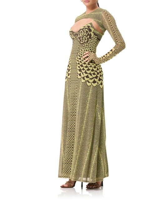 AFRM Green Cyr Cutout Long Sleeve Maxi Dress With Shrug