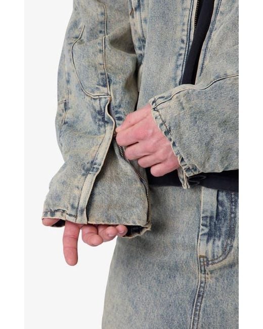 MNML Gray Moto Denim Jacket for men